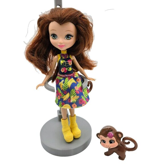 Doll Enchantimals Merit Monkey And Swing Figure Pet Mattel Yellow Brown Hair - Picture 1 of 9